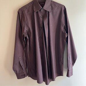 Nordstrom SmartCare Men's brown striped dress shirt cotton formal wedding fall